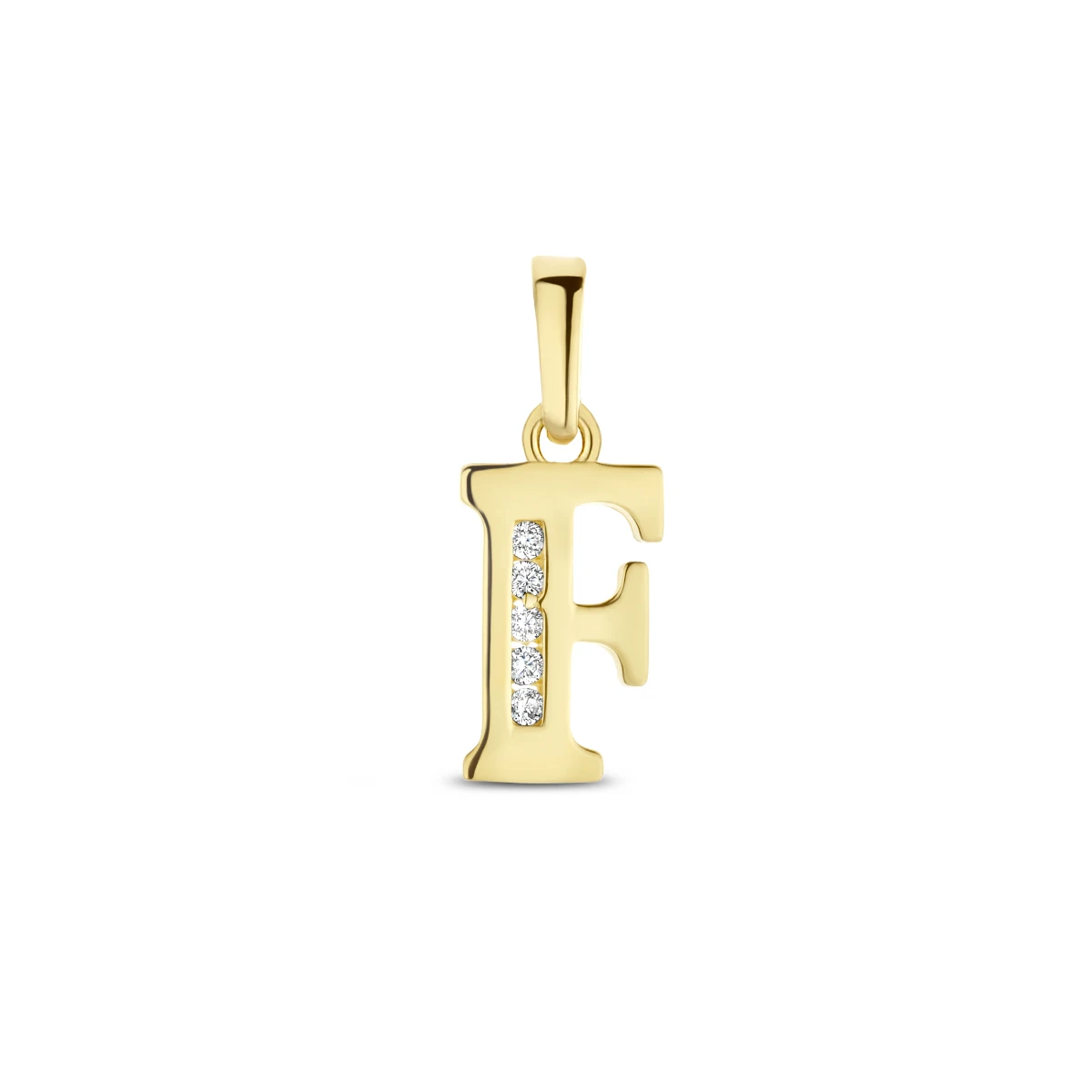 hanger letter zirkonia 14K geelgoud