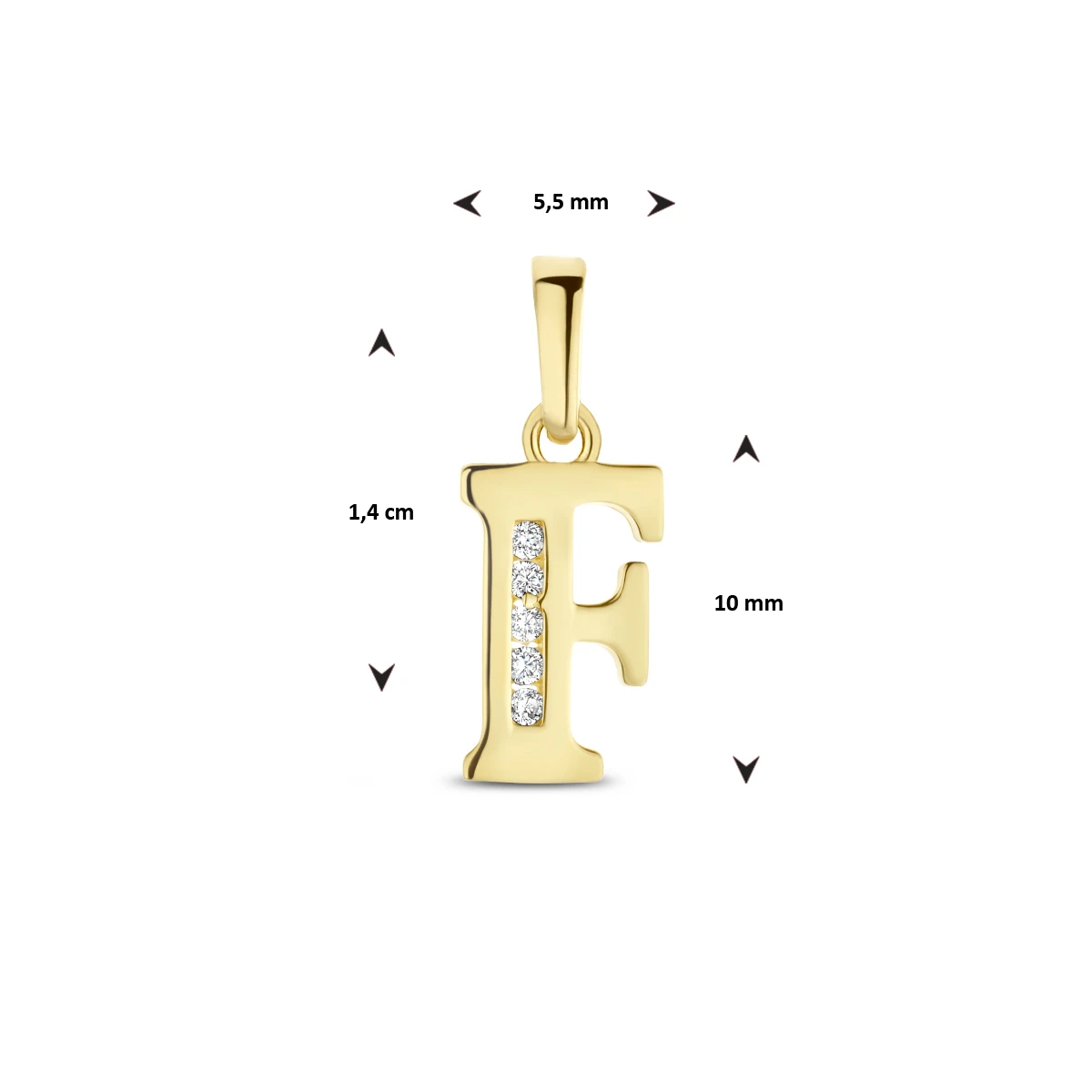 hanger letter zirkonia 14K geelgoud