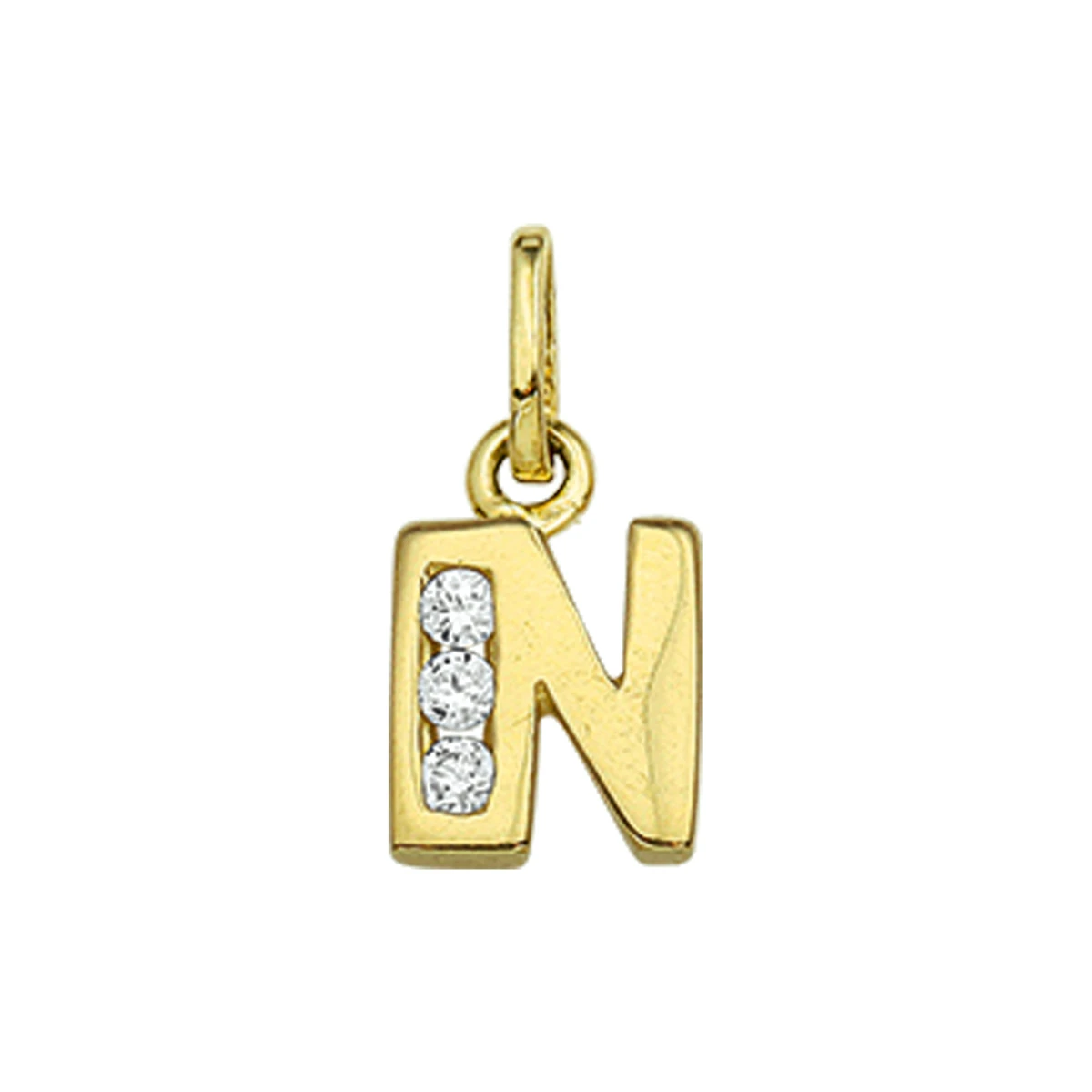 hanger letter zirkonia 14K geelgoud