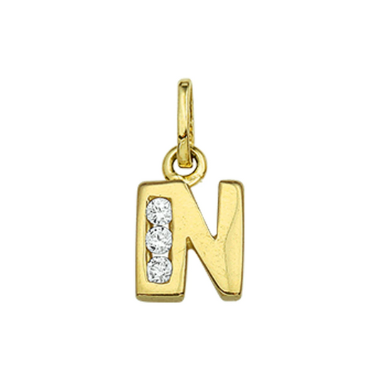 hanger letter zirkonia 14K geelgoud