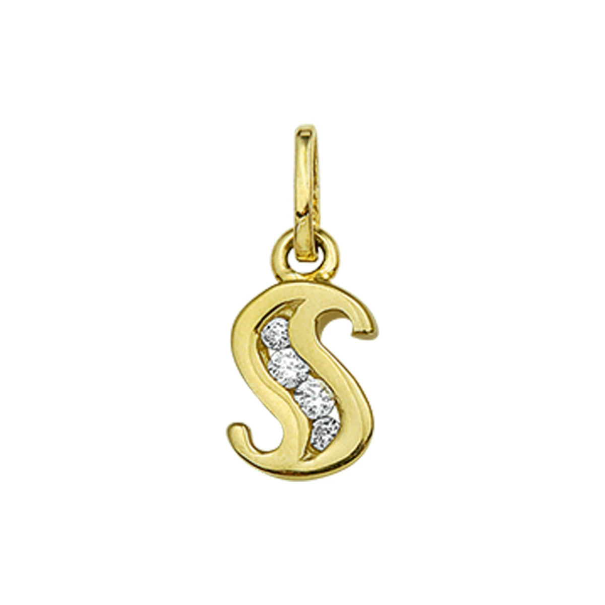 hanger letter zirkonia 14K geelgoud