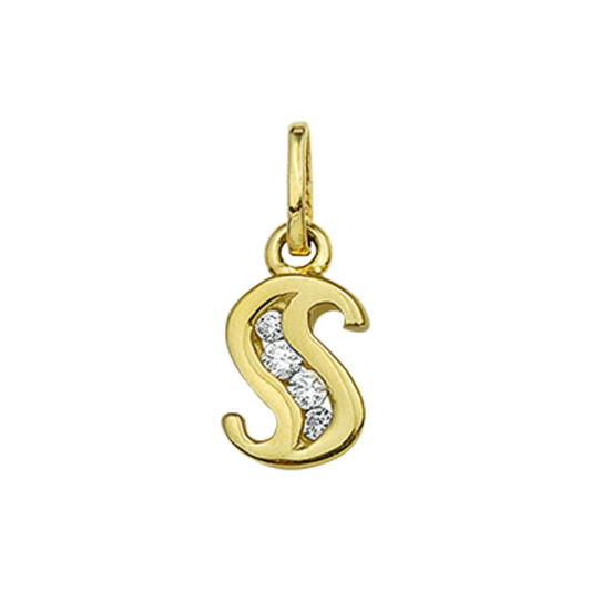hanger letter zirkonia 14K geelgoud