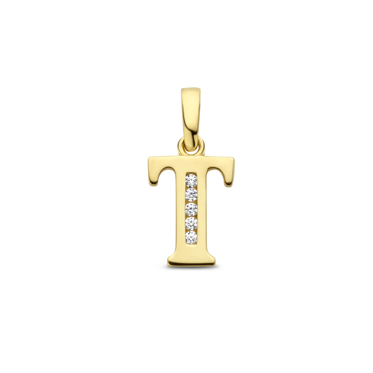 hanger letter zirkonia 14K geelgoud