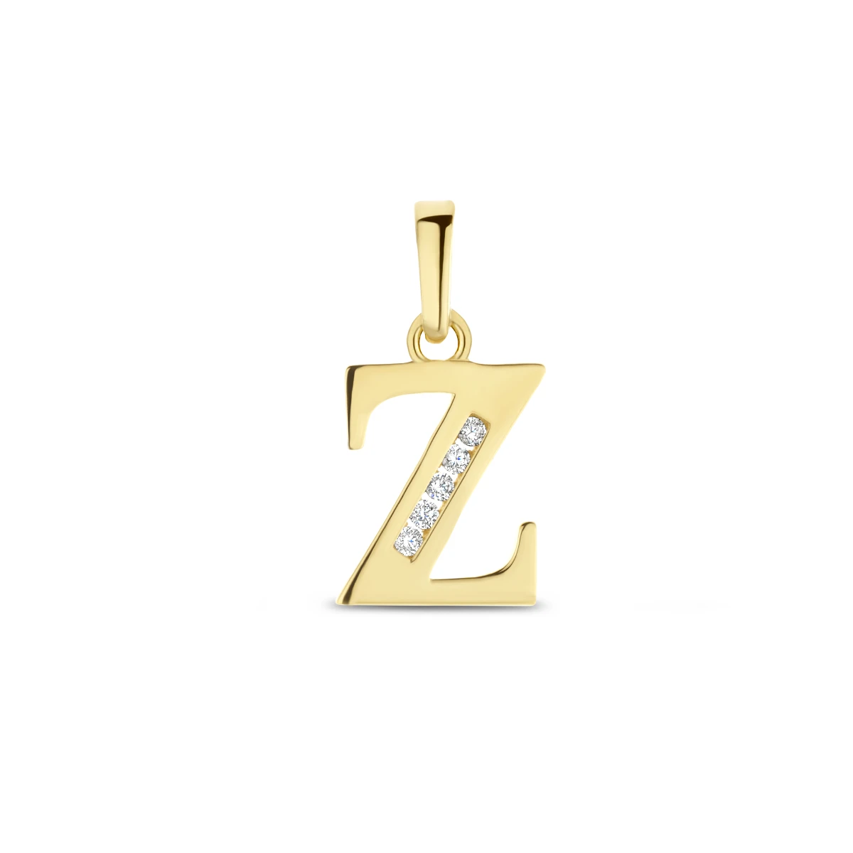 hanger letter zirkonia 14K geelgoud