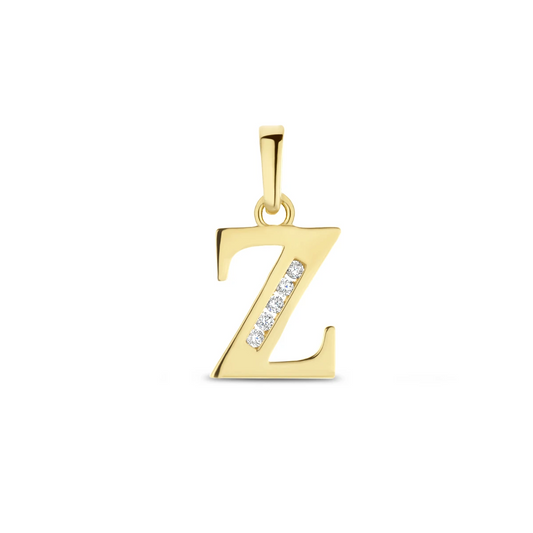 hanger letter zirkonia 14K geelgoud