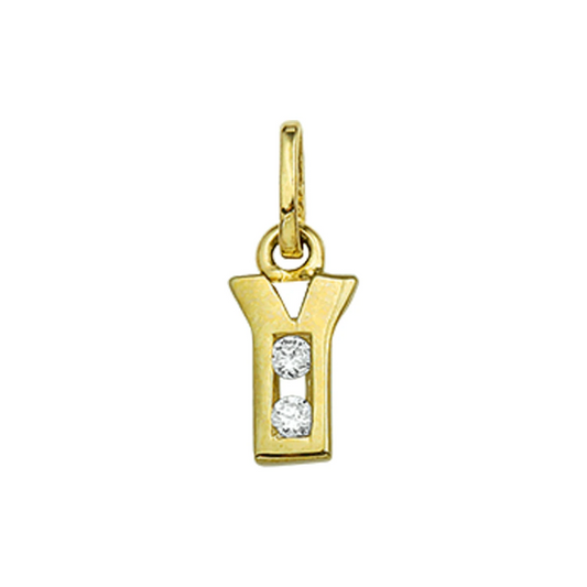 hanger letter zirkonia 14K geelgoud