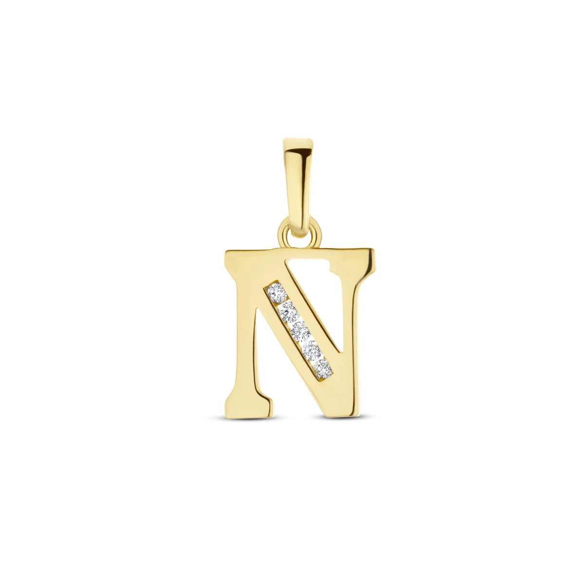 hanger letter zirkonia 14K geelgoud