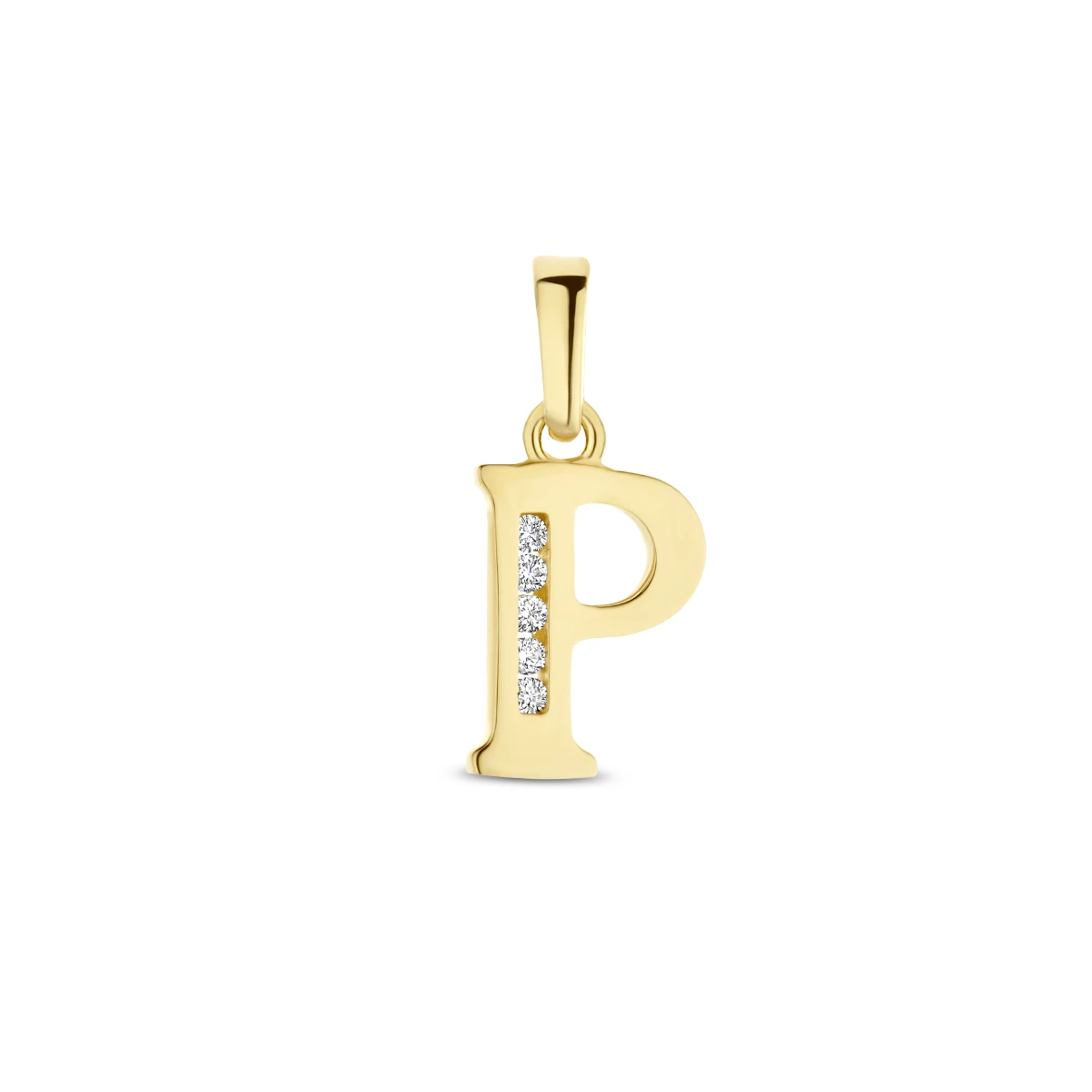 hanger letter zirkonia 14K geelgoud