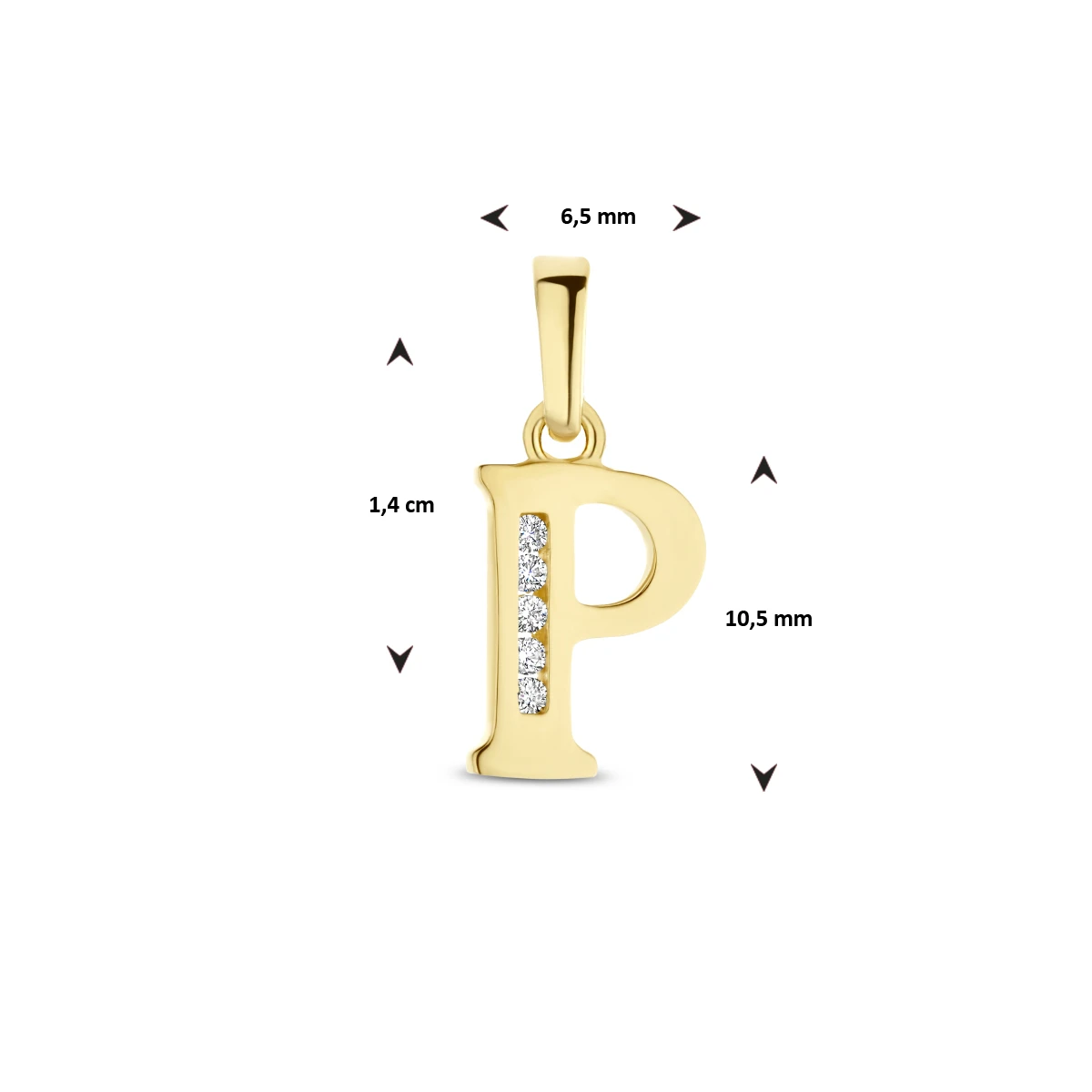 hanger letter zirkonia 14K geelgoud