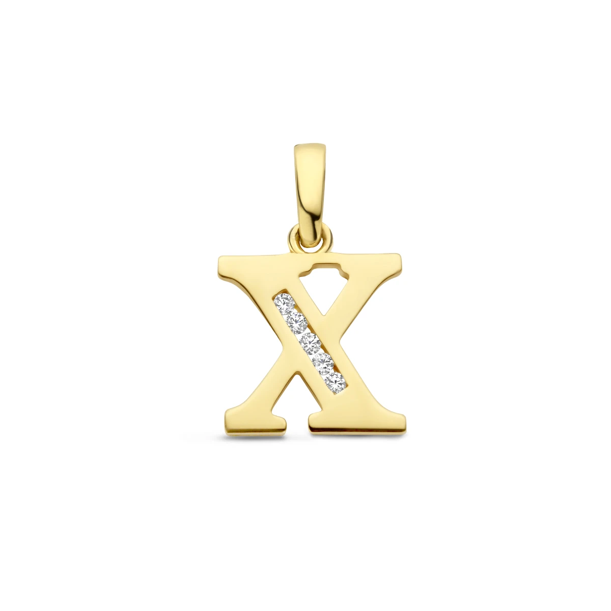 hanger letter zirkonia 14K geelgoud
