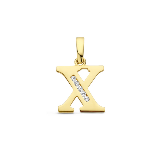 hanger letter zirkonia 14K geelgoud