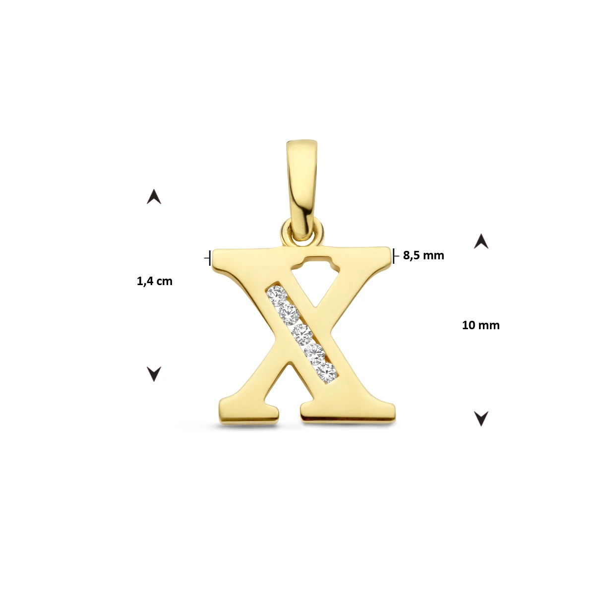 hanger letter zirkonia 14K geelgoud