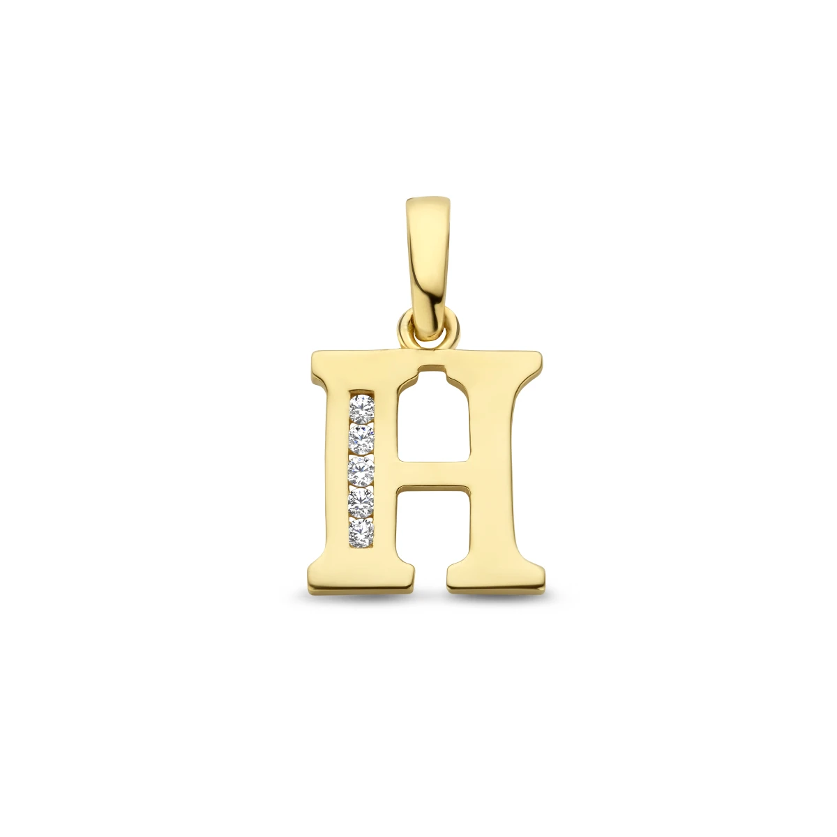 hanger letter zirkonia 14K geelgoud