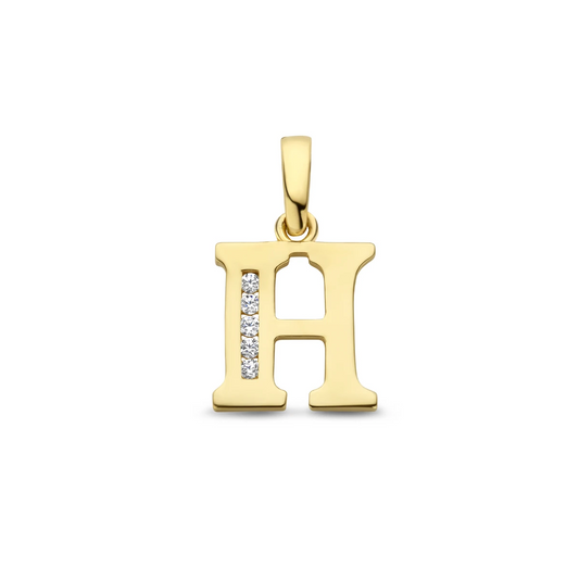 hanger letter zirkonia 14K geelgoud