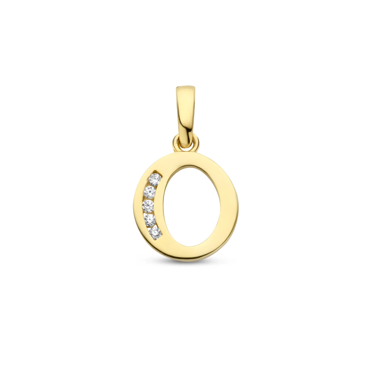 hanger letter zirkonia 14K geelgoud