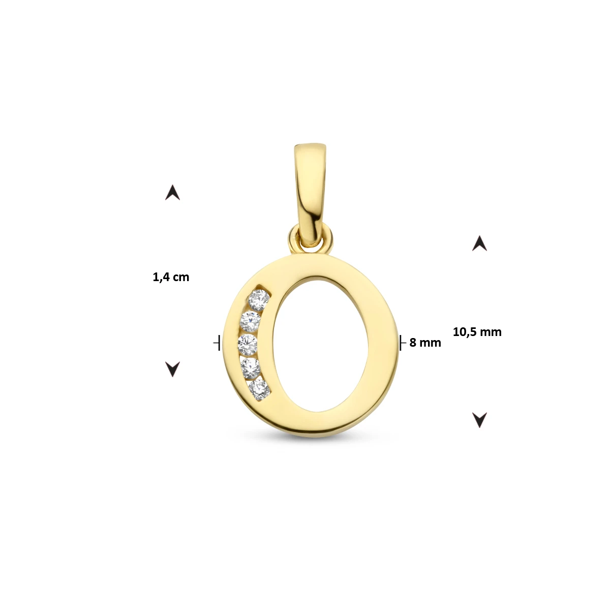 hanger letter zirkonia 14K geelgoud