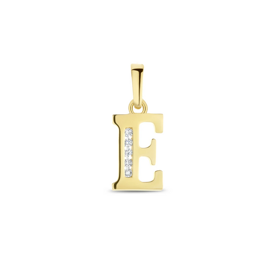 hanger letter zirkonia 14K geelgoud