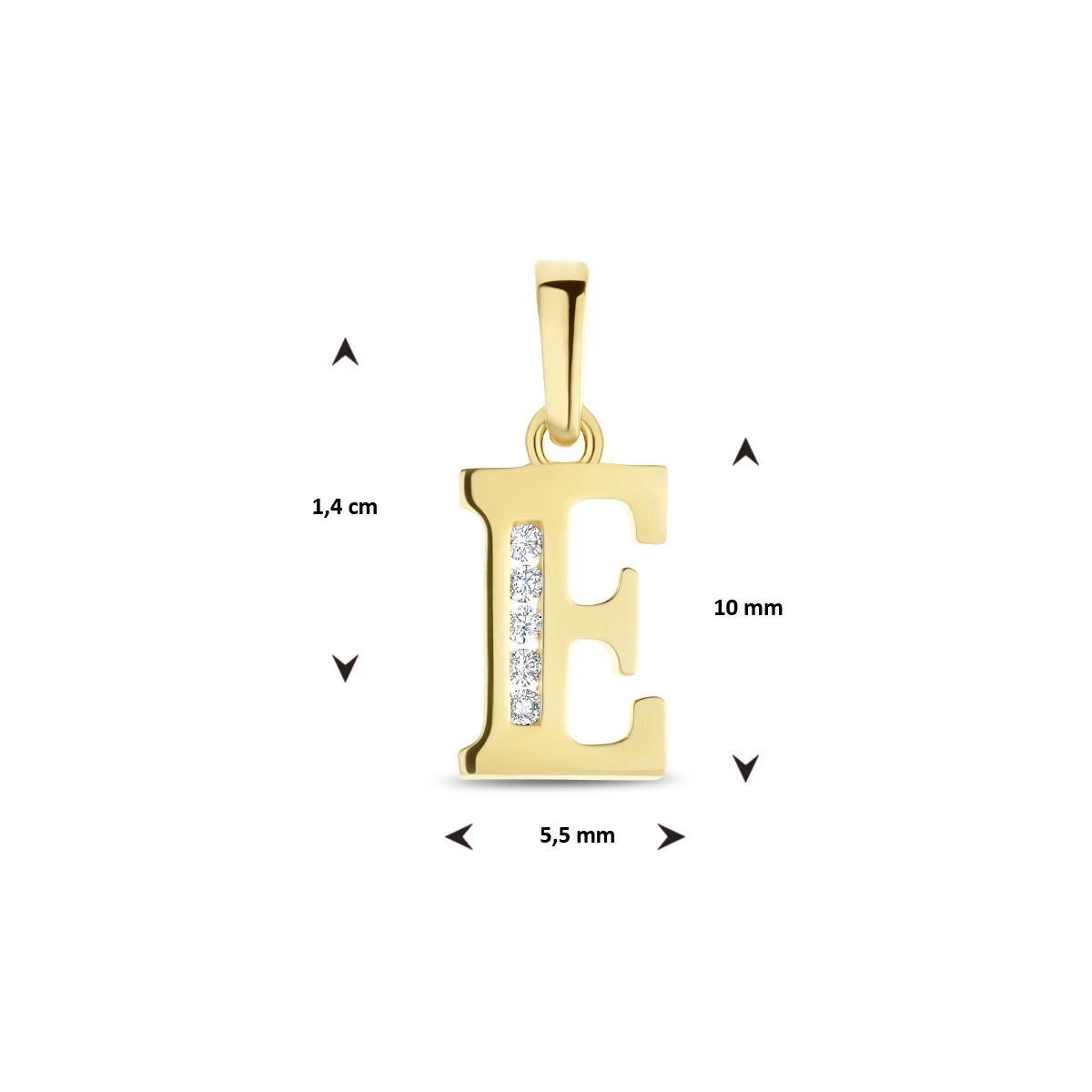 hanger letter zirkonia 14K geelgoud
