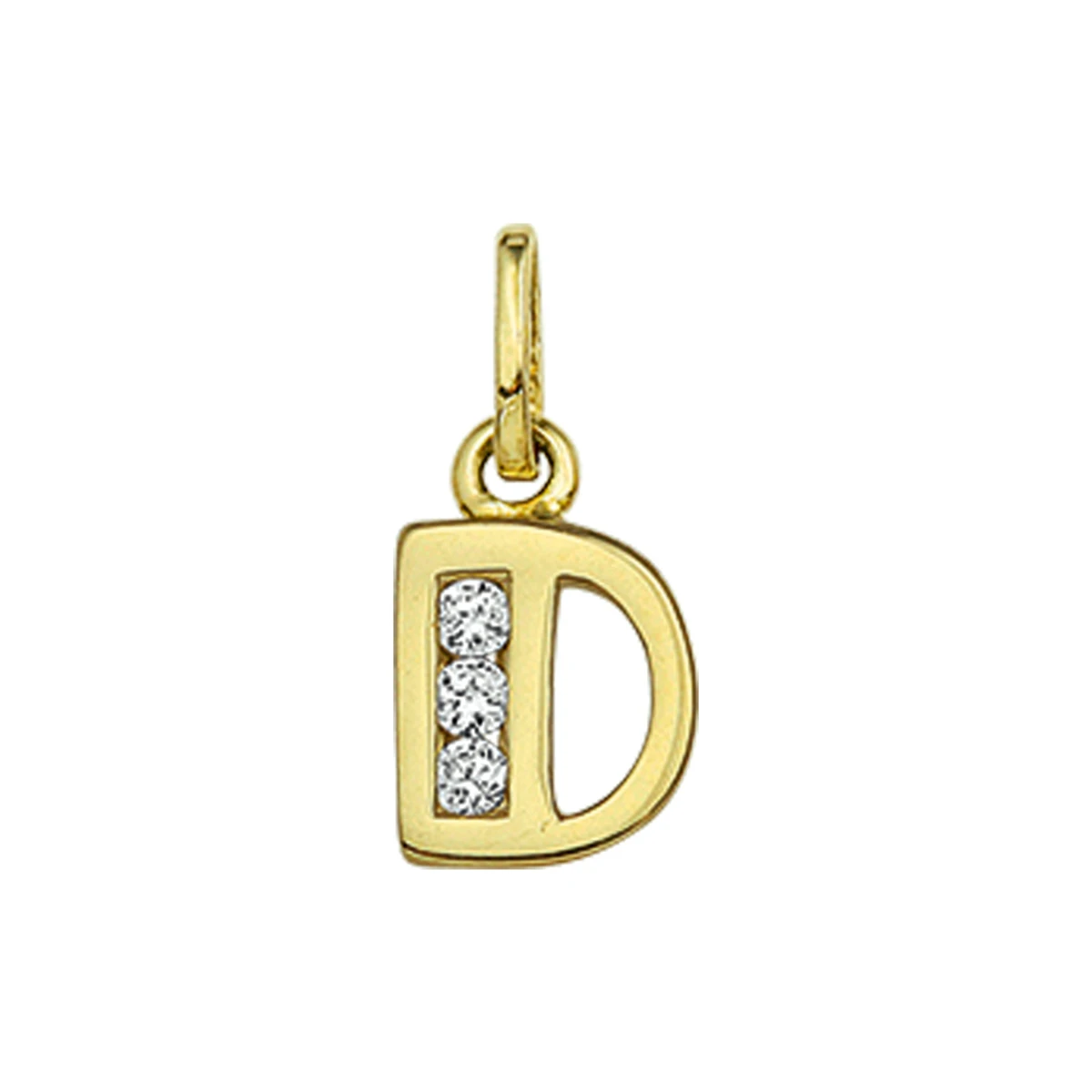 hanger letter zirkonia 14K geelgoud