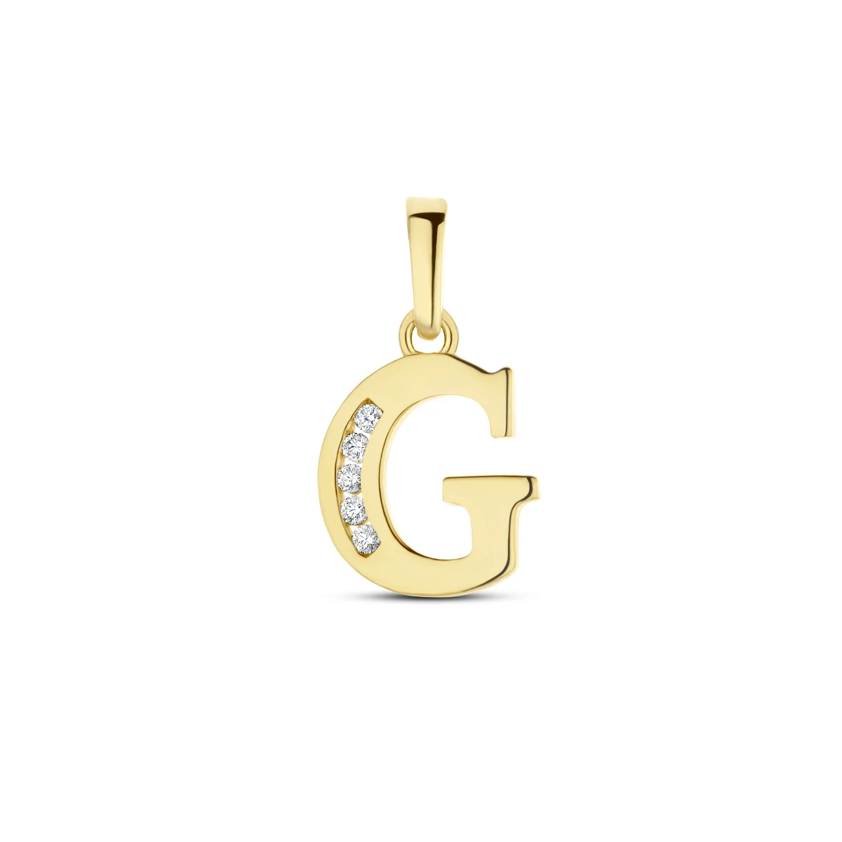 hanger letter zirkonia 14K geelgoud