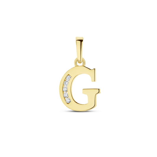 hanger letter zirkonia 14K geelgoud