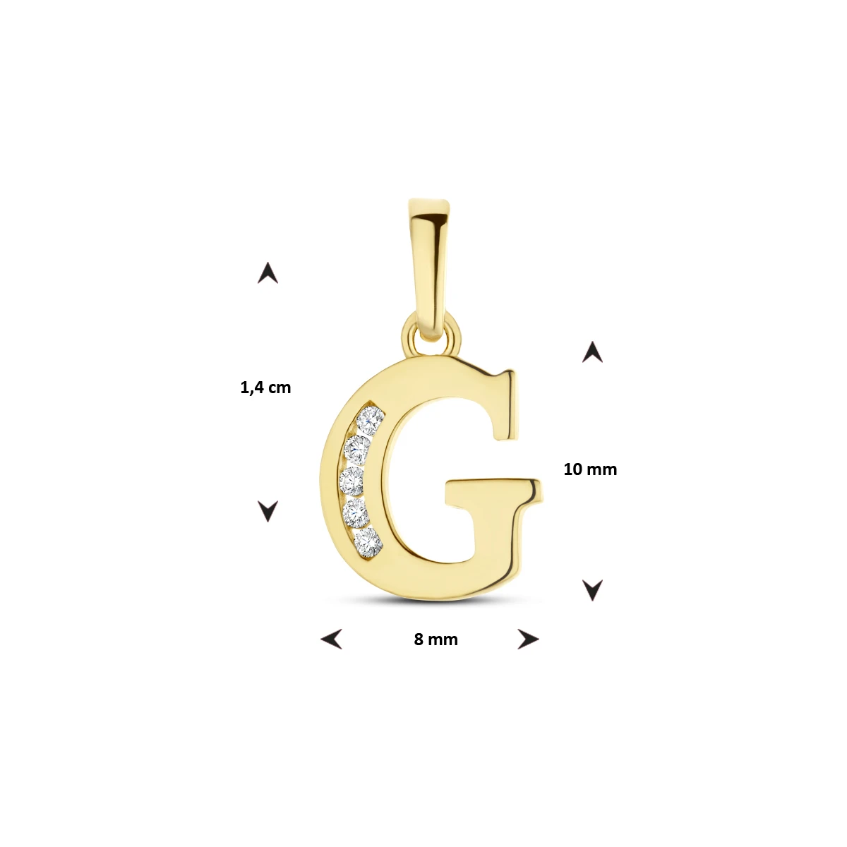 hanger letter zirkonia 14K geelgoud