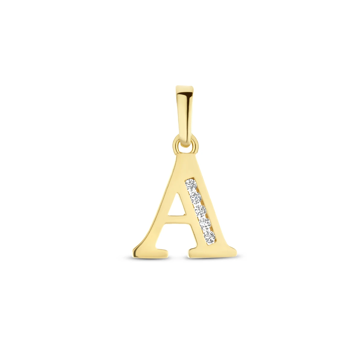 hanger letter zirkonia 14K geelgoud
