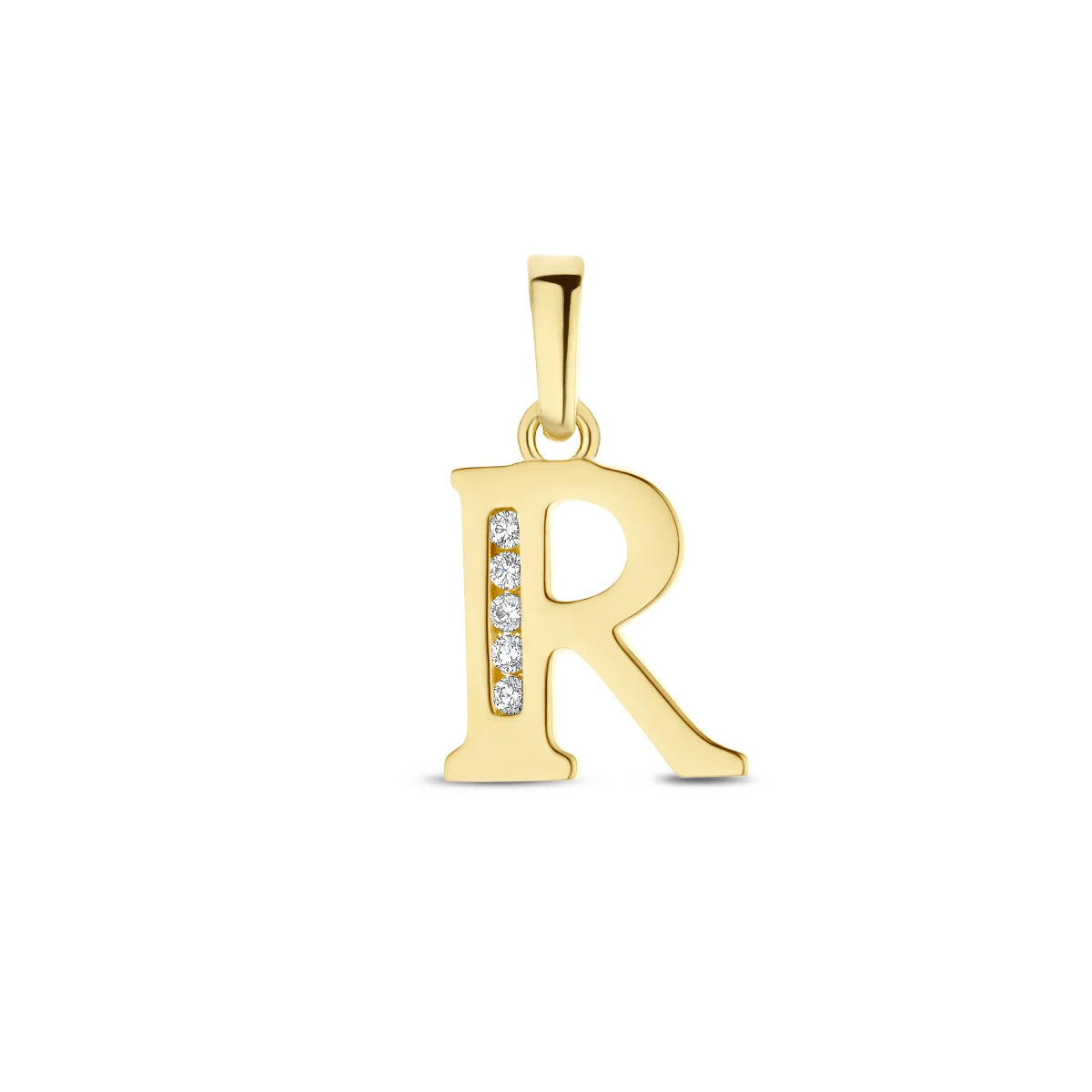 hanger letter zirkonia 14K geelgoud