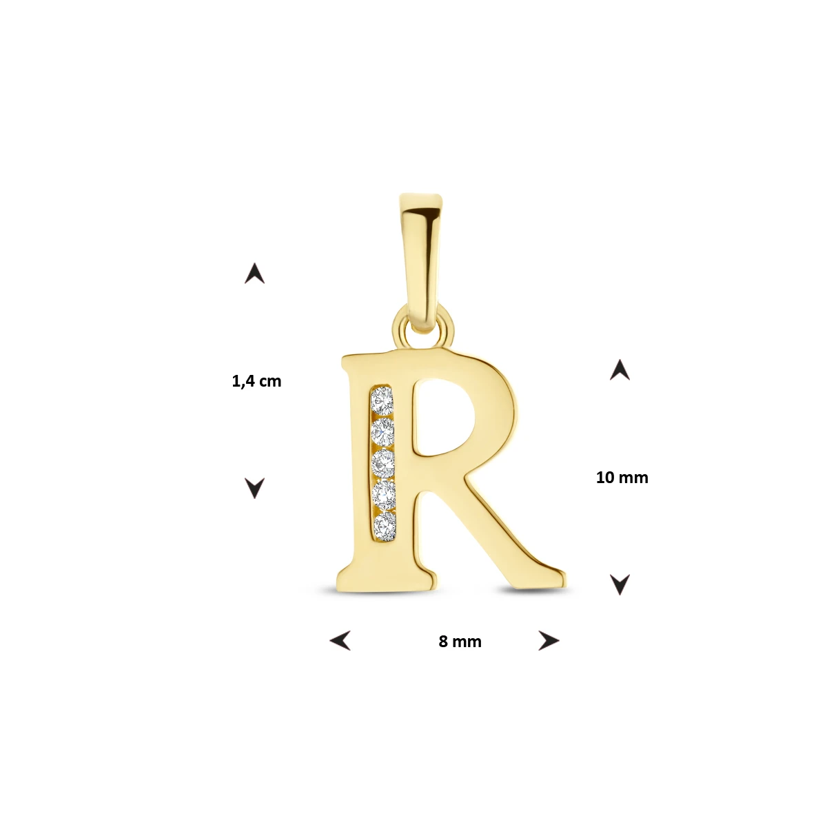 hanger letter zirkonia 14K geelgoud