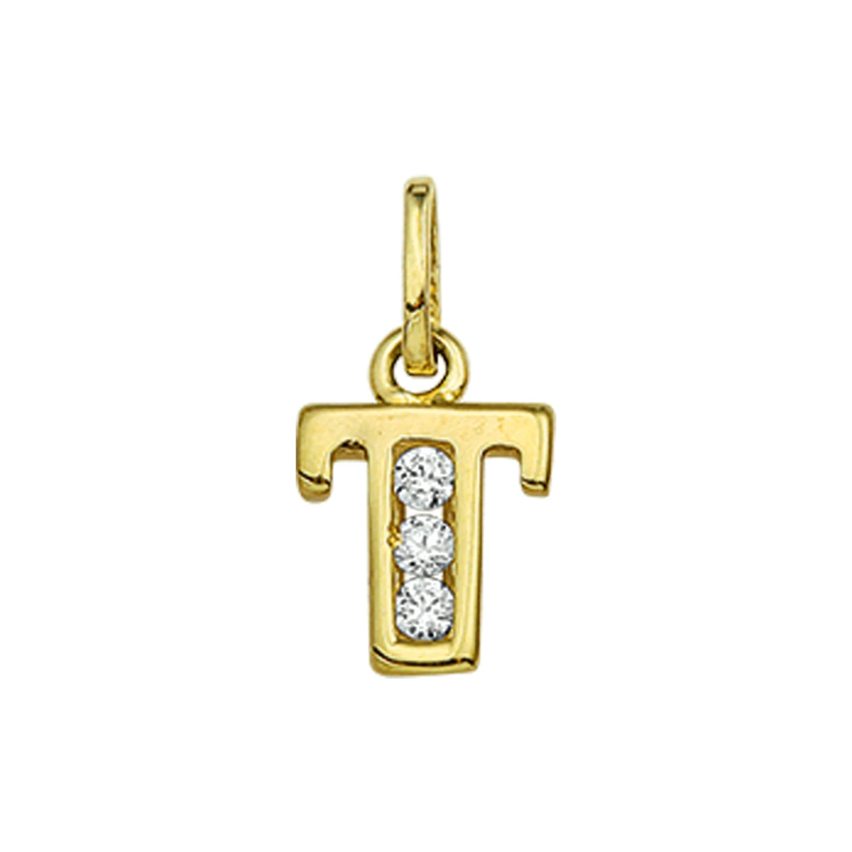 hanger letter zirkonia 14K geelgoud