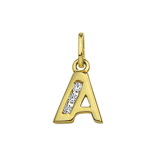 hanger letter zirkonia 14K geelgoud