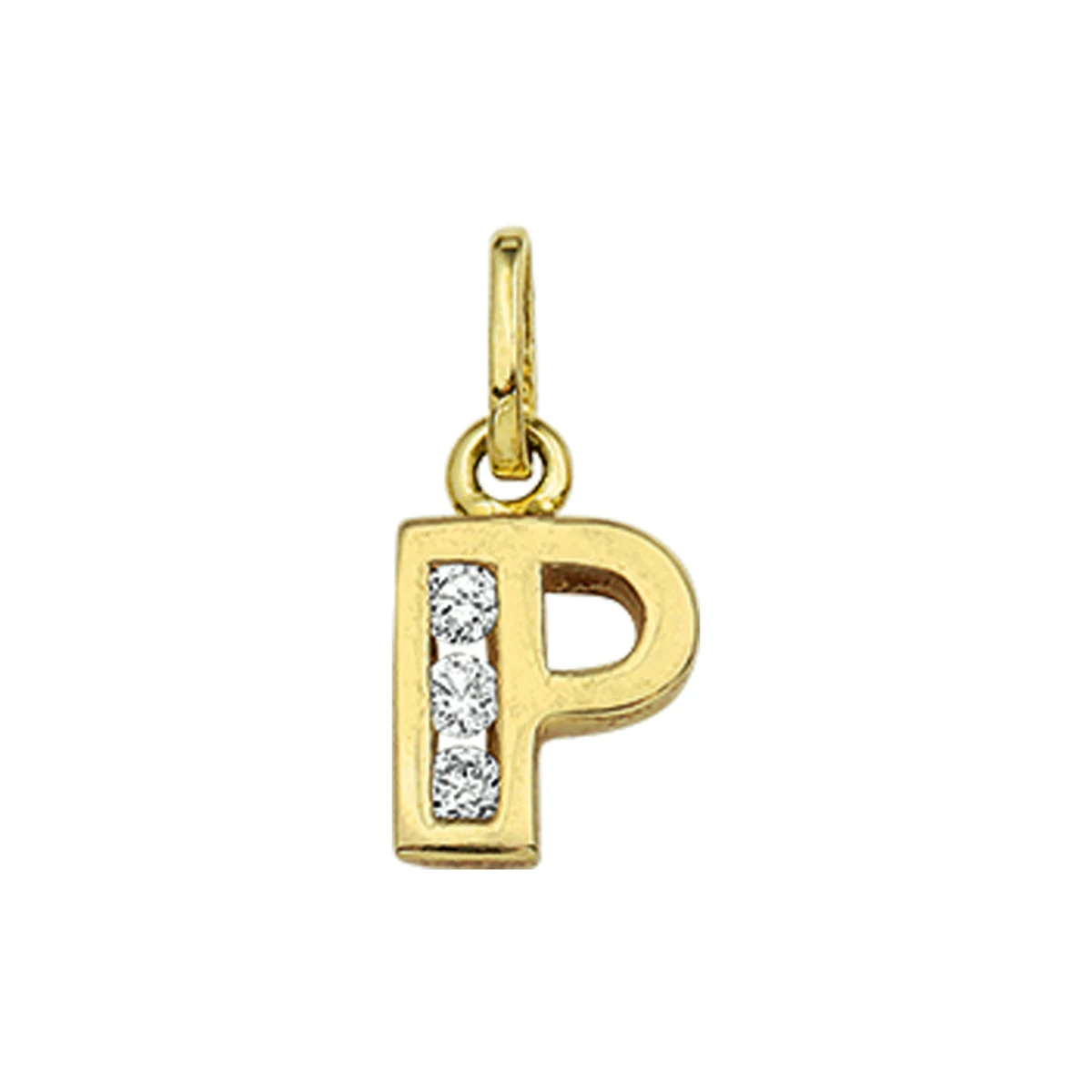 hanger letter zirkonia 14K geelgoud