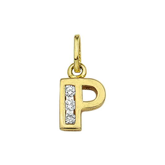 hanger letter zirkonia 14K geelgoud