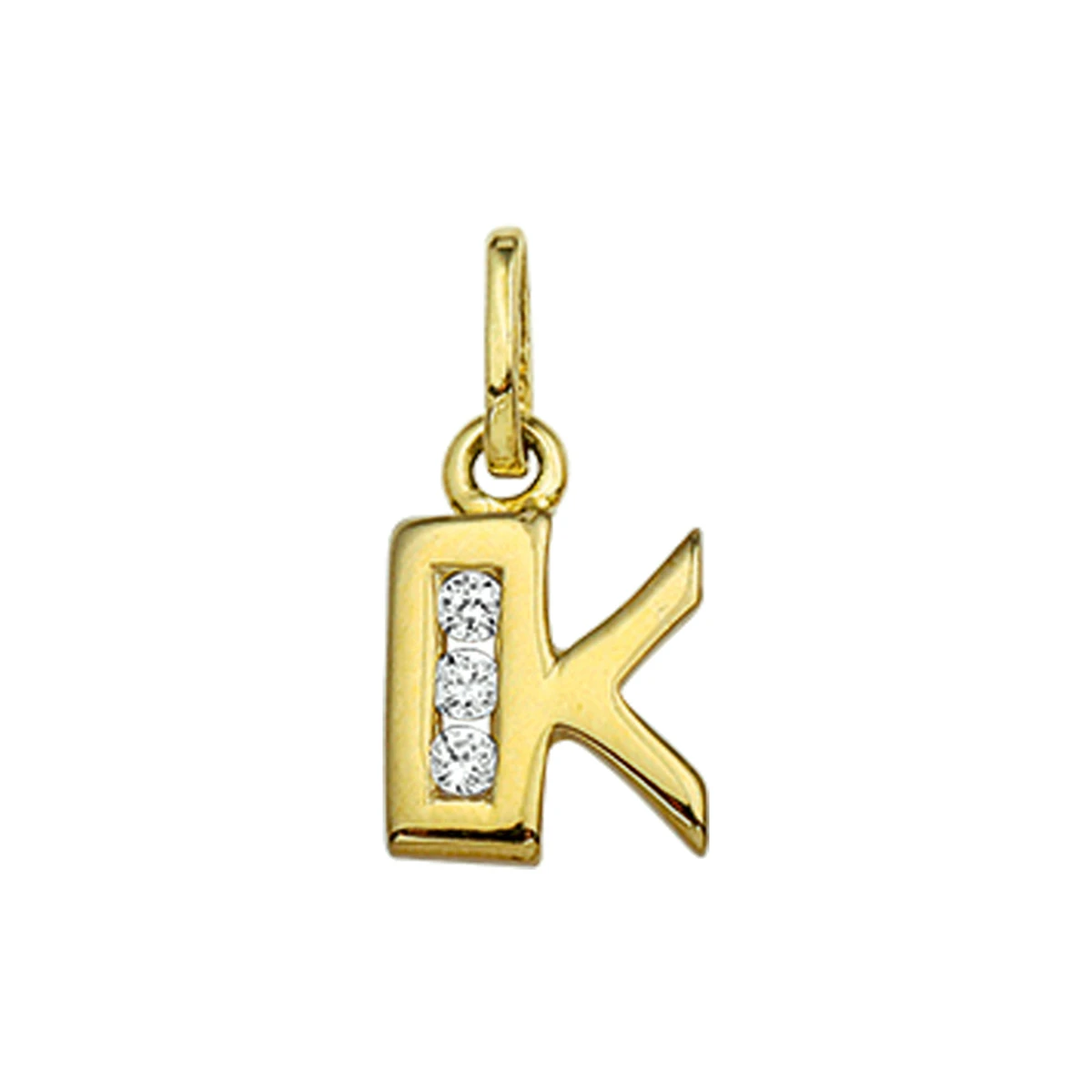 hanger letter zirkonia 14K geelgoud