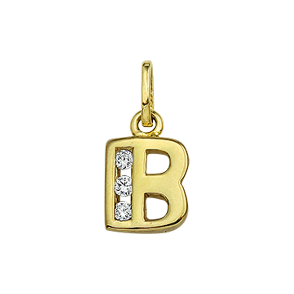 hanger letter zirkonia 14K geelgoud