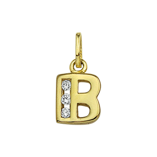 hanger letter zirkonia 14K geelgoud