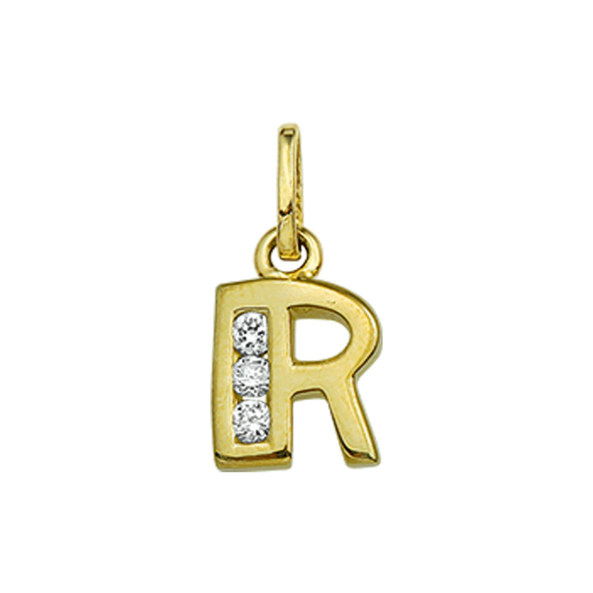 hanger letter zirkonia 14K geelgoud