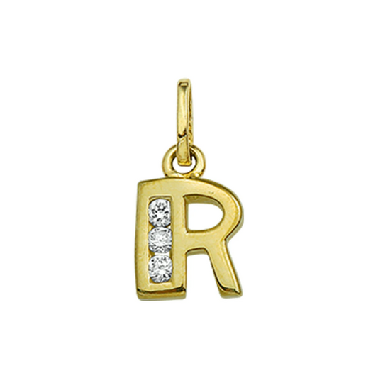 hanger letter zirkonia 14K geelgoud
