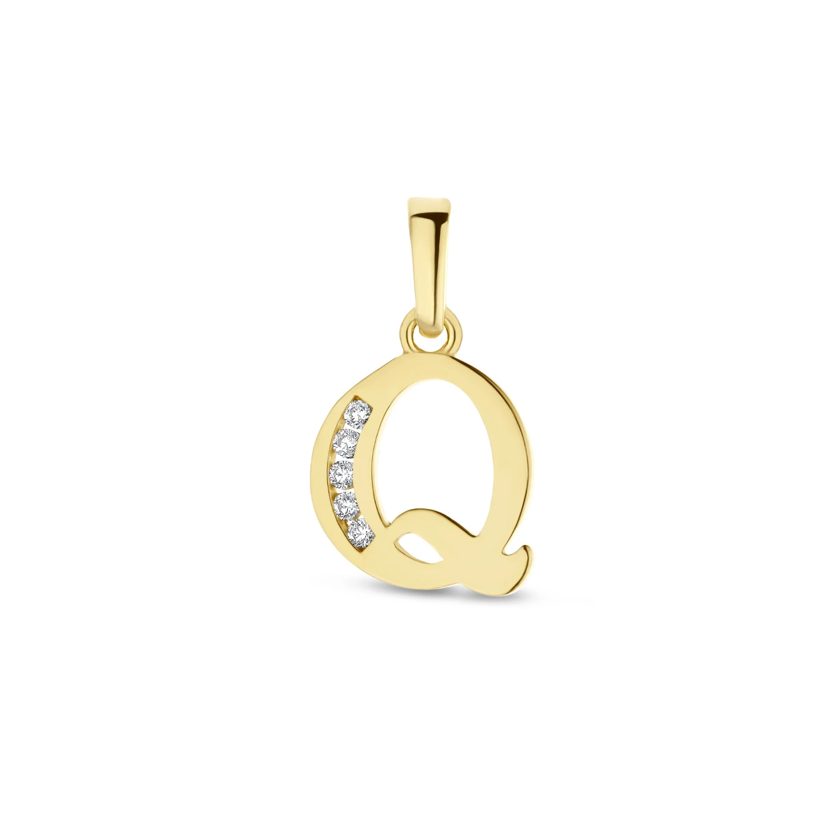 hanger letter zirkonia 14K geelgoud
