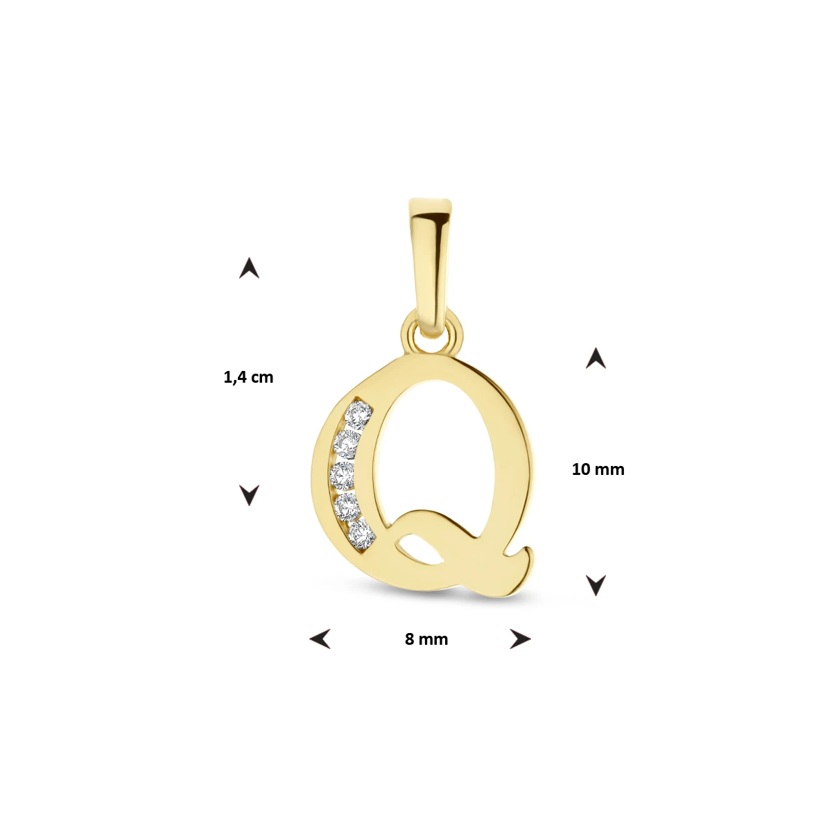 hanger letter zirkonia 14K geelgoud