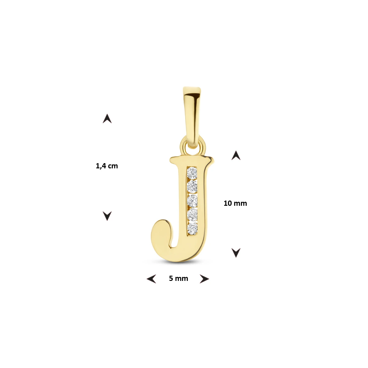 hanger letter zirkonia 14K geelgoud