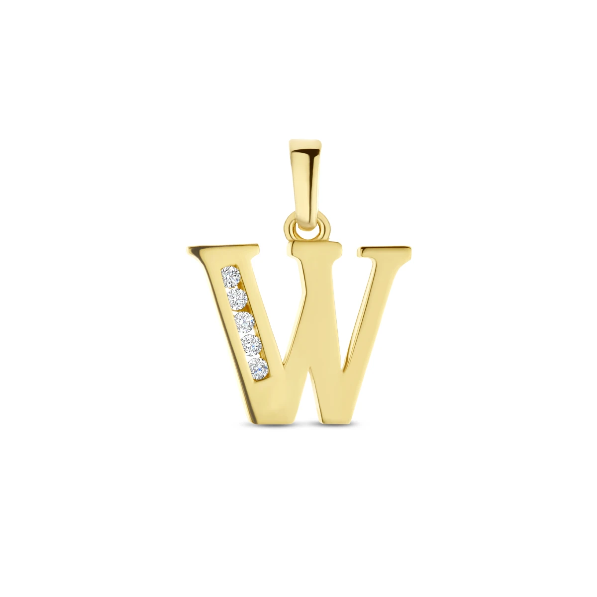 hanger letter zirkonia 14K geelgoud