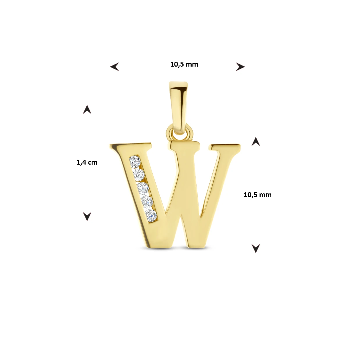 hanger letter zirkonia 14K geelgoud