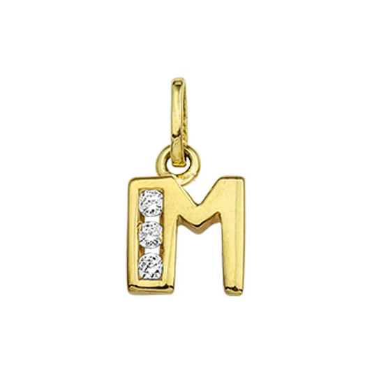 hanger letter zirkonia 14K geelgoud