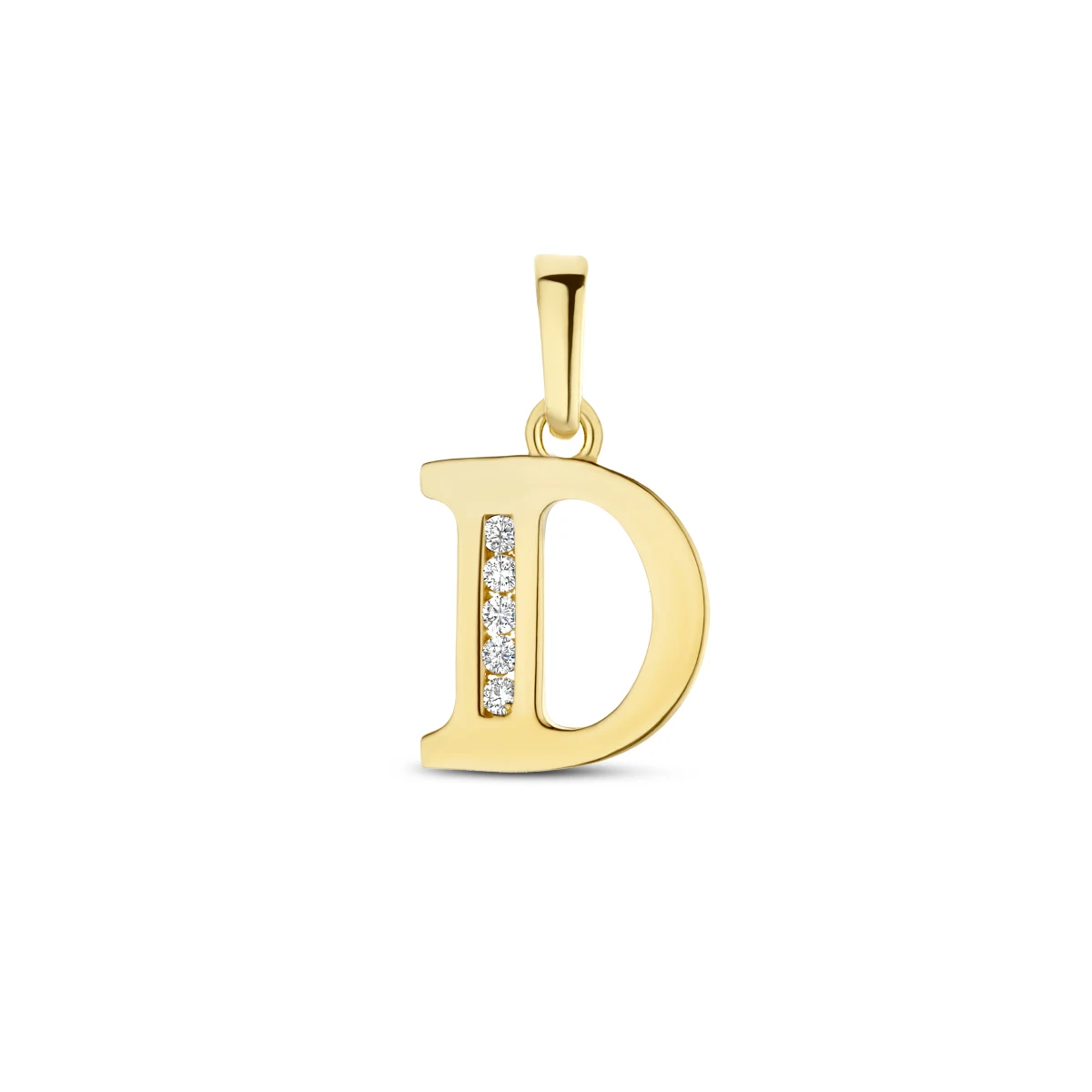 hanger letter zirkonia 14K geelgoud