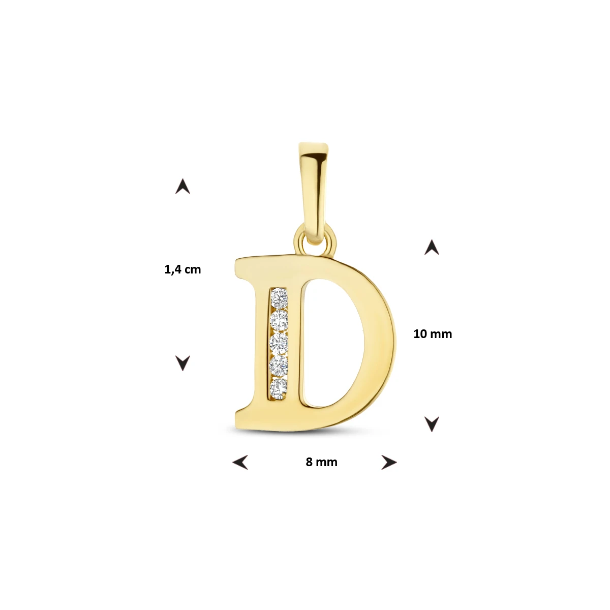 hanger letter zirkonia 14K geelgoud