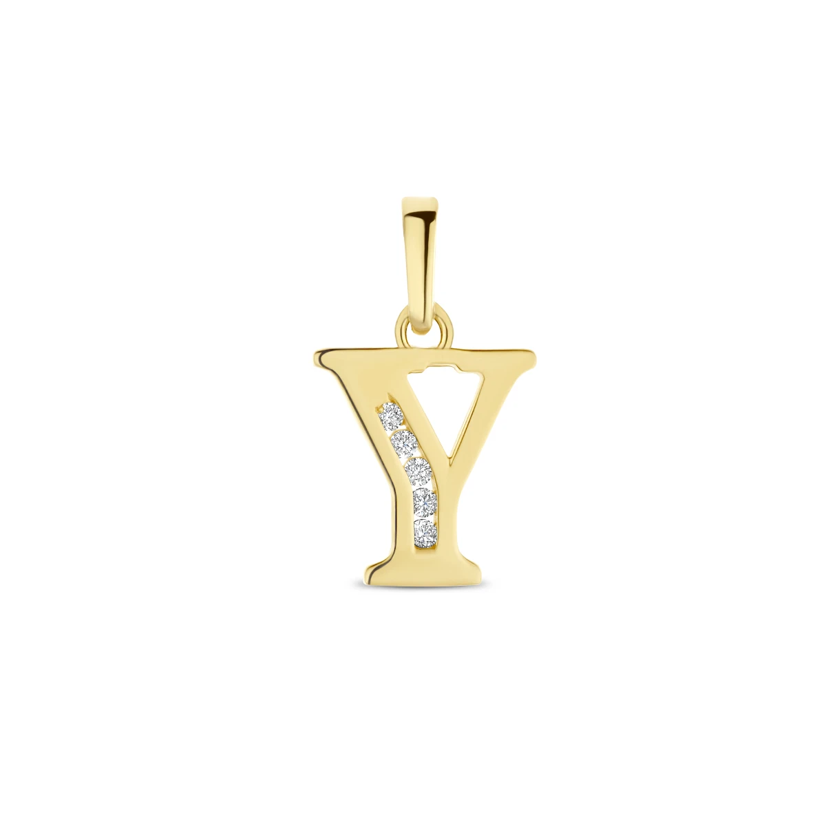 hanger letter zirkonia 14K geelgoud