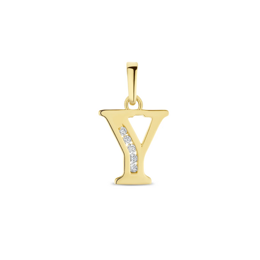 hanger letter zirkonia 14K geelgoud