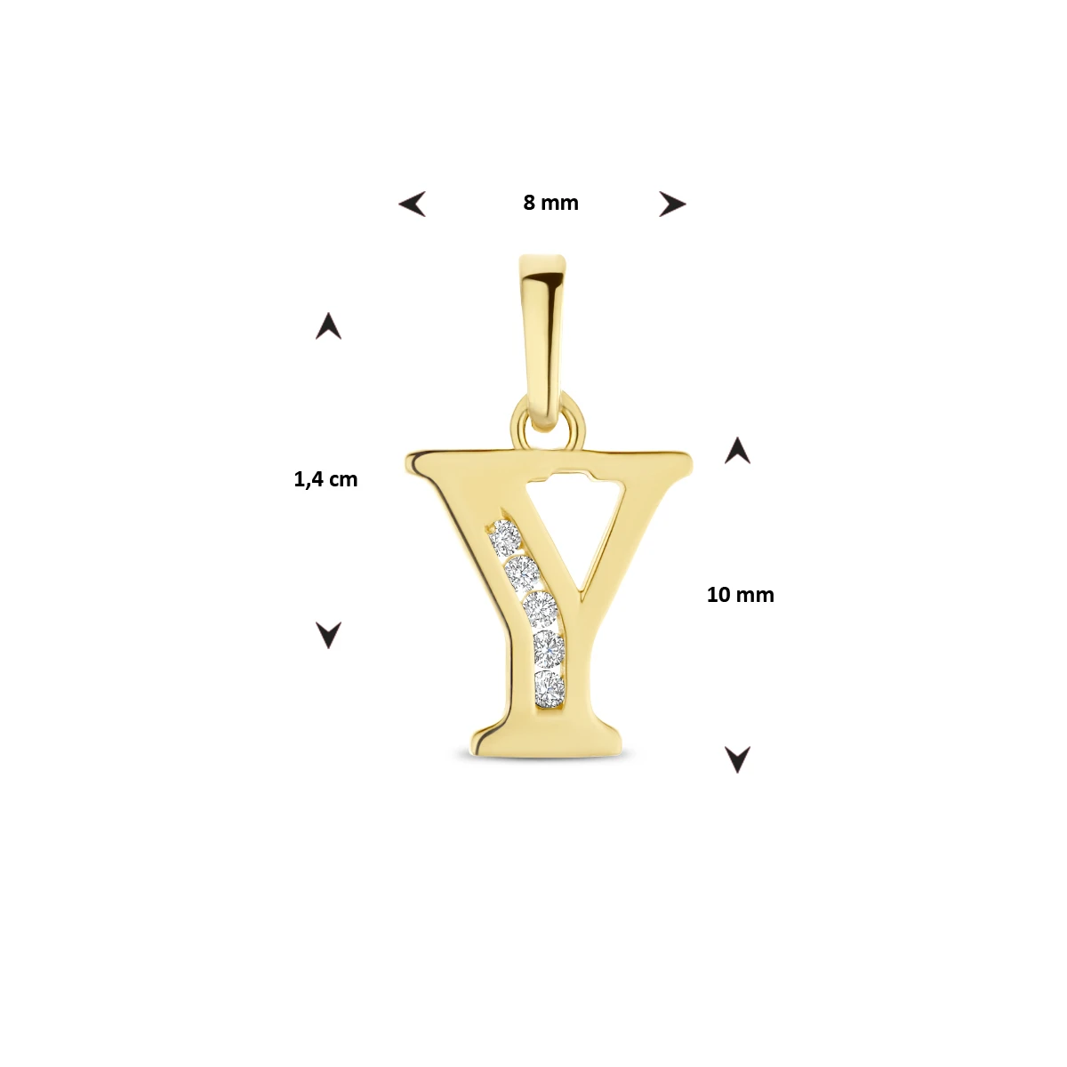 hanger letter zirkonia 14K geelgoud
