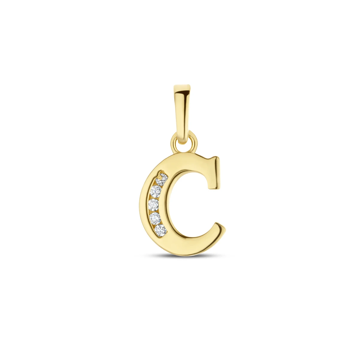 hanger letter zirkonia 14K geelgoud